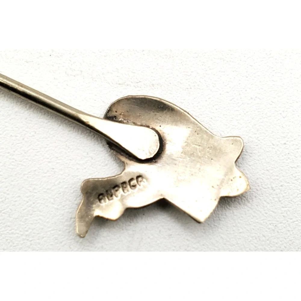 Vintage Alpaca Silver Cocktail Picks Set 12 Figural Olive Forks Mid Century